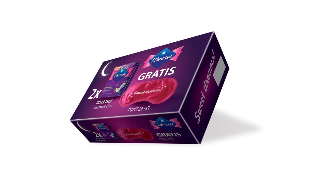 Libresse promotivna ambalaža – poklon pakovanje sa maskom za spavanje ‘Sweet dreams’